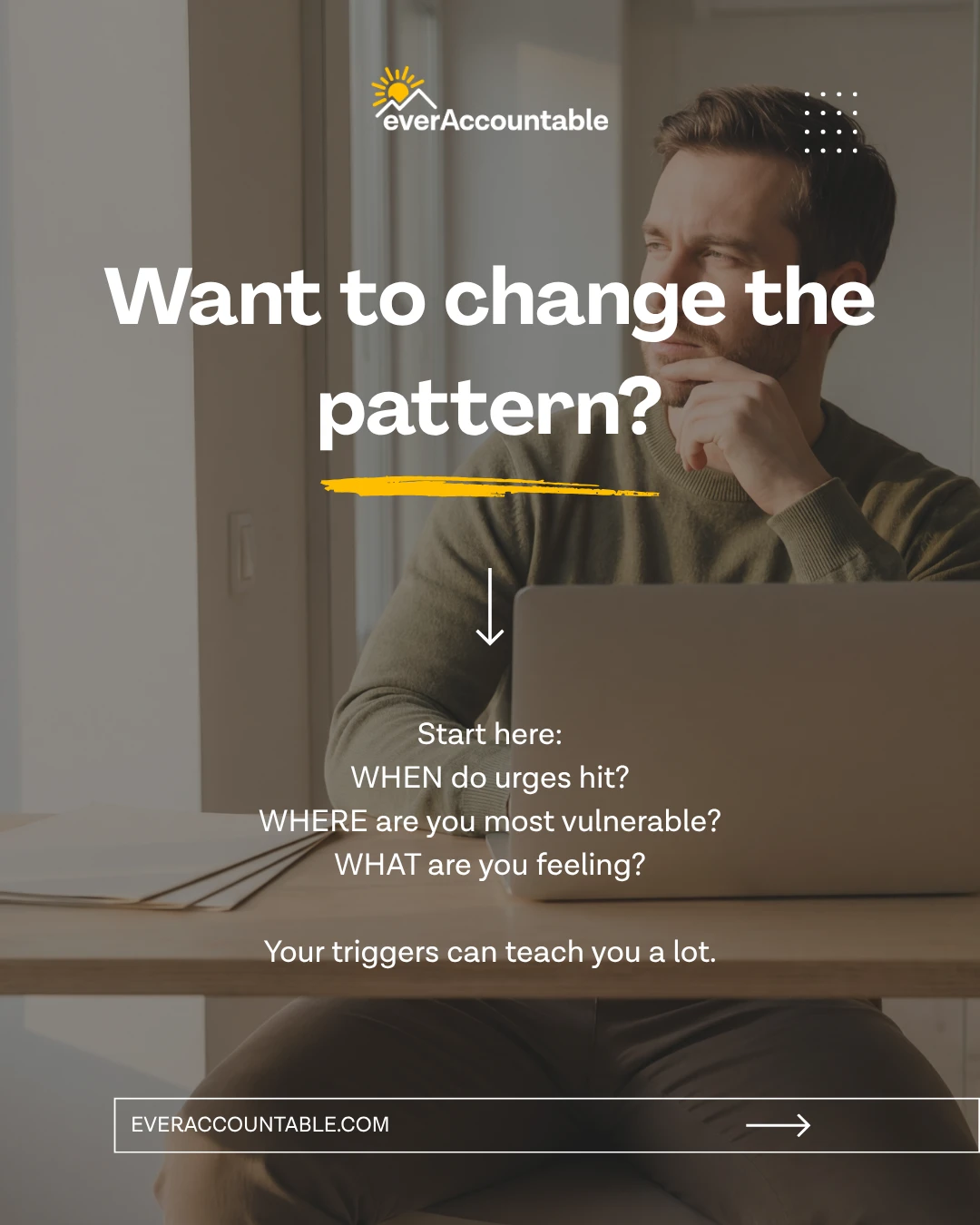 Want to change the pattern? Notice when urges hit, where you're most vulnerable, and what you're feeling - your triggers can teach you a lot - Ever Accountable